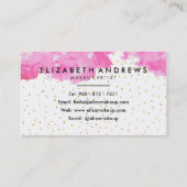 エレガントでフェイクな金ゴールドの紙吹雪のピンクの洗浄水彩画 名刺 (裏面)