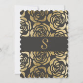 エレガントでフェイクな金ゴールドの花柄パターン 招待状 (裏面)