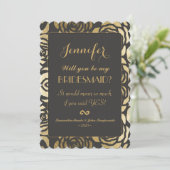 エレガントでフェイクな金ゴールドの花柄パターン 招待状 (スタンド正面)