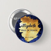 エレガントでフェイクな金ゴールドの金属の結婚披露宴の名札 缶バッジ (正面&裏面)