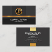 エレガントでフェイクな金ゴールドアイコンストライプの保安システムのコンサルタント 名刺 (正面/裏面)