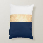 エレガントでフェイクな金ゴールド、濃紺、白のストライブ柄 アクセントクッション (裏面(縦))