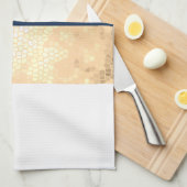 エレガントでフェイクな金ゴールド、濃紺、白のストライブ柄 キッチンタオル (四つ折り)