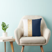 エレガントでフェイクな金ゴールド、濃紺、白のストライブ柄 クッション (椅子)