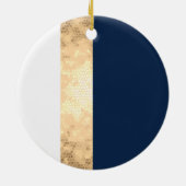 エレガントでフェイクな金ゴールド、濃紺、白のストライブ柄 セラミックオーナメント (裏面)