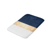 エレガントでフェイクな金ゴールド、濃紺、白のストライブ柄 バスマット (アングル)