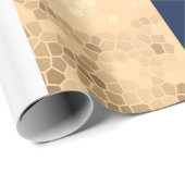 エレガントでフェイクな金ゴールド、濃紺、白のストライブ柄 ラッピングペーパー (ロールコーナー)