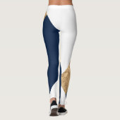 エレガントでフェイクな金ゴールド、濃紺、白のストライブ柄 レギンス (裏面)