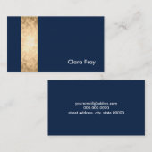 エレガントでフェイクな金ゴールド、濃紺、白のストライブ柄 名刺 (正面/裏面)