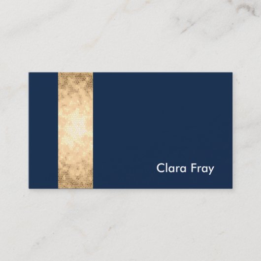 エレガントでフェイクな金ゴールド、濃紺、白のストライブ柄 名刺 (正面)