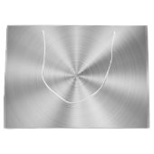 エレガントでフェイクな金属光沢がある銀 ラージペーパーバッグ (正面)