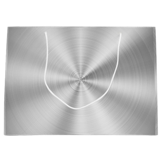 エレガントでフェイクな金属光沢がある銀 ラージペーパーバッグ (正面)