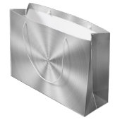 エレガントでフェイクな金属光沢がある銀 ラージペーパーバッグ (裏面アングル)