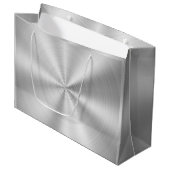 エレガントでフェイクな金属光沢がある銀 ラージペーパーバッグ (正面アングル)