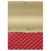 エレガントでフェイクな金属金ゴールドによってキルトにされる赤い革 クリップボード (裏面)
