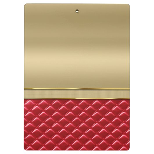 エレガントでフェイクな金属金ゴールドによってキルトにされる赤い革 クリップボード (裏面)