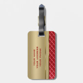 エレガントでフェイクな金属金ゴールドによってキルトにされる赤い革 ラゲッジタグ (裏面縦)