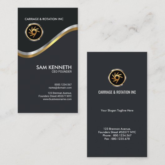 エレガントでフェイクな銀製の金ゴールドの波CEOの創設者 名刺 (正面/裏面)