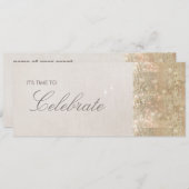 エレガントでフェスティブなスパークリーゴールド シークインズ パーティ 招待状 (正面/裏面)