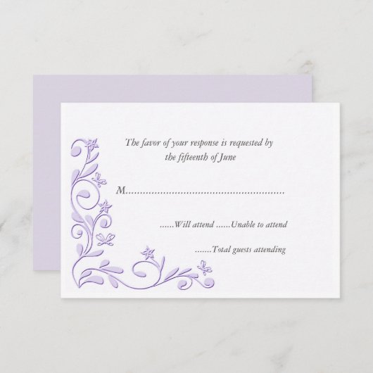 エレガントでフォーマルな結婚式の応答カード 出欠カード (正面/裏面)