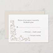 エレガントでフォーマルな結婚式の応答カード 出欠カード (正面/裏面)