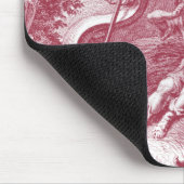 エレガントでフランスのな国旧式なRed Toile de Jouy マウスパッド (コーナー)