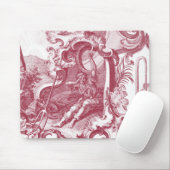 エレガントでフランスのな国旧式なRed Toile de Jouy マウスパッド (マウス)