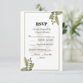 エレガントでミニマリストなグリーンWedding RSVPカード (スタンド正面)