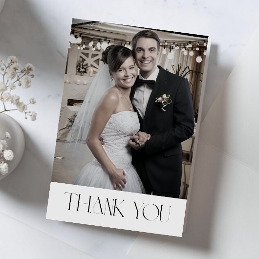 エレガントでミニマリストな結婚式の写真の御礼カード サンキューカード