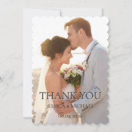 エレガントでミニマリストな結婚式の写真サンクスカード サンキューカード