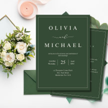 エレガントでミニマリストな結婚式 ダークグリーンのクラシックシック