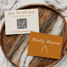 エレガントでミニマリストな結婚式RSVP QRコードカード