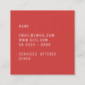 エレガントでミニマルで明白なグレナディン スクエア名刺 (裏面)