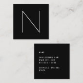 エレガントでミニマルで明白な専門の黒 スクエア名刺 (正面/裏面)