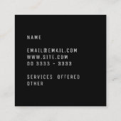 エレガントでミニマルで明白な専門の黒 スクエア名刺 (裏面)