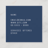 エレガントでミニマルで明白な海軍シャクヤクのファッション スクエア名刺 (裏面)