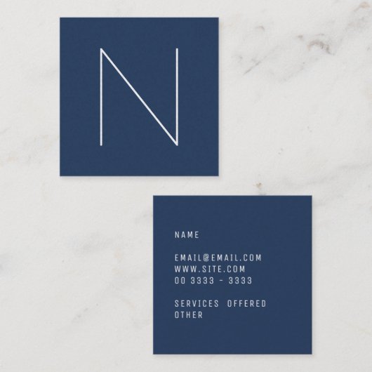 エレガントでミニマルで明白な海軍シャクヤクのファッション スクエア名刺 (正面/裏面)