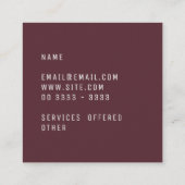 エレガントでミニマルで明白な黄褐色の港 スクエア名刺 (裏面)