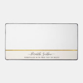 エレガントでミニマルなオフホワイトとゴールドの名前を入れる デスクマット (正面)