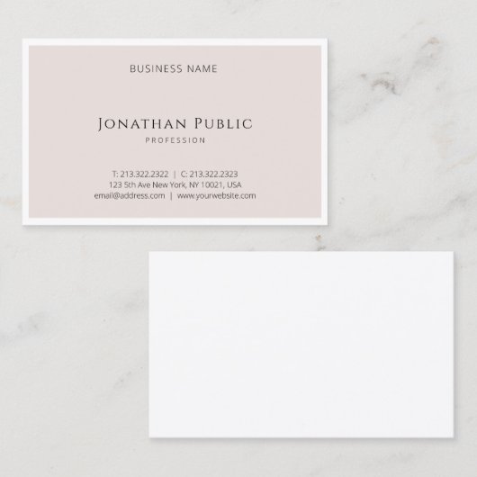 エレガントでミニマルなデザインのモダンなテンプレートの贅沢のカッコいい 名刺 (正面/裏面)