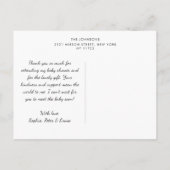 エレガントでミニマルなベビーシャワーの写真 ポストカード (裏面)