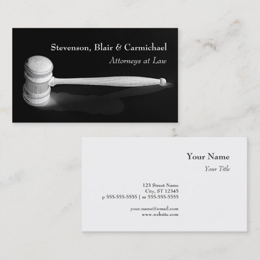 エレガントでミニマルな槌の裁判官の弁護士ビジネス 名刺 (正面/裏面)