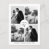 エレガントでミニマルな4枚の写真の結婚式のお礼 ポストカード (正面)