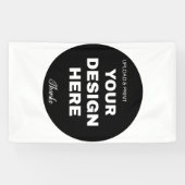 エレガントでミニマル、スタイリッシュなブラックQRコードロゴ 横断幕 (横)