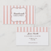 エレガントでモダンでかわいいピンクおよび白のストライプ 名刺 (正面/裏面)