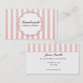 エレガントでモダンでかわいいピンクおよび白のストライプ 名刺 (正面/裏面)