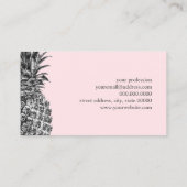 エレガントでモダンでかわいらしい銀製のピンクのパイナップル化粧 名刺 (裏面)