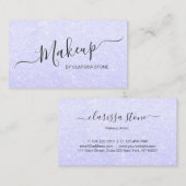 エレガントでモダンでガーリーで青いグリッターのメーキャップアーティスト 名刺 (正面/裏面)