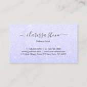 エレガントでモダンでガーリーで青いグリッターのメーキャップアーティスト 名刺 (裏面)