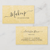 エレガントでモダンでガーリーな金ゴールドのグリッターのメーキャップアーティスト 名刺 (正面/裏面)